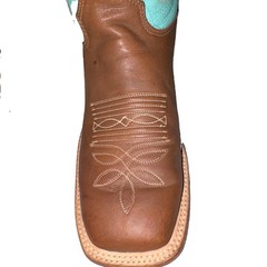 Justin Boots Women’s Brown Western Boots Turquoise Square Toe Size 7 B