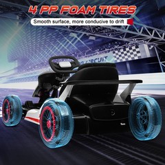 Black Kids Go Kart 24V 400W Motor Gravity Steering 3-5MPH BT Spray Outdoor Toy