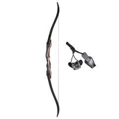 Archery 62″ Takedown Recurve Bow 20lbs-50lbs Wooden Riser Hunting Carbon Arrows