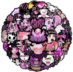 25 Piece Mix Lot 2” Pink Gothic Valentines Cat Bunny Love Stickers FREE SHIPPING