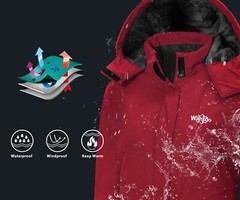Wantdo Women’s Ski Jacket Waterproof Winter Coat Windproof Warm Fleece Raincoat