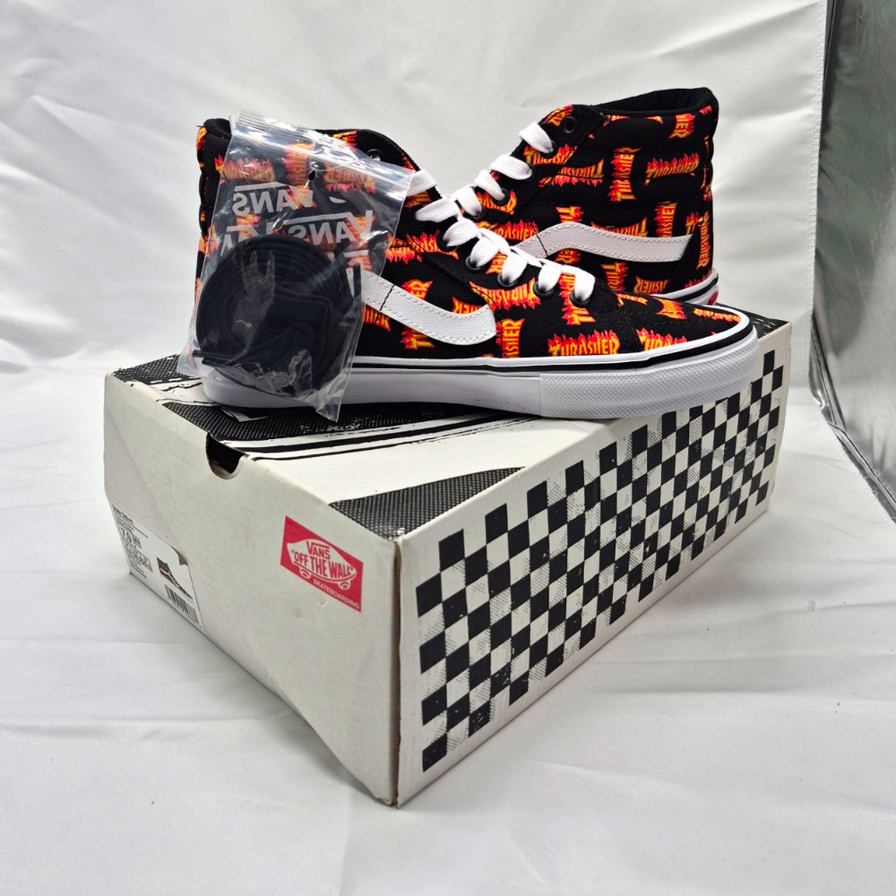 VANS Thrasher Flame Print High Top Skateboarding Shoes Black Men’s US 7 D