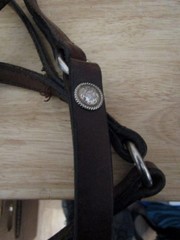 VINTAGE SILVER ROYAL SILVER CONCHO & LACED BRIDAL REINS AND BREAST COLLAR SET