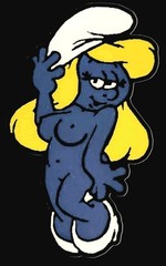 SMURFETTE STICKER «SEXY SMURFETTE» 5 TALL 2 3/4 WIDE GLOSSY