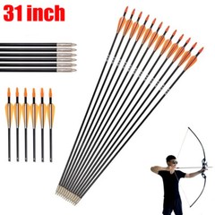12Pcs Archery 31″ Fiberglass Arrows +/or Quiver for Compound Recurve Bow Hunting