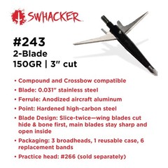 #243 Broadheads | 150 Grain, 3.0 Cut, 2-Blade, 3-Pack | Heavyweight Mechanical B