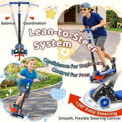 Hangmaicome Kick Scooter For Kids Ages 3-12 Stable Three Wheeledlight-Up Wheels