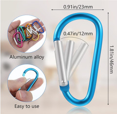 200 PCS Aluminum Carabiner D Shape Spring Clip Snap Key Hook Keychain Buckle