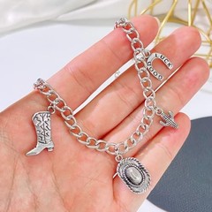 Cowgirl Jewelry Cowgirl Boot Hat Cactus Horseshoe Bracelet Vintage Silver