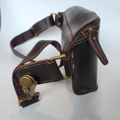 Genuine Leather Fanny Back Brown Unisex Dark Brown Adjustable Stitching