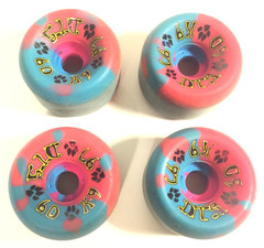 Used Dogtown K-9 60mm 97A Skateboard Wheel – Blue & Pink Set of 4