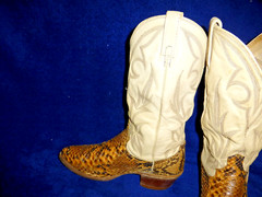 DAN POST MENS SNAKESKIN/ LEATHER BOOTS SIZE 9D DEEP V –MAKE AN OFFER