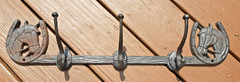 Wall Mount Coat Rack 23in long Metal Horse Head 3 Hook