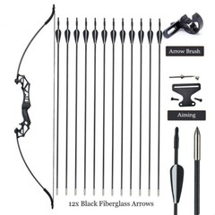 54″ Archery Takedown Recurve Bow Carbon Arrows Rest Bow Sight Sets Adult Hunting