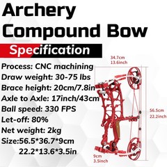 Archery Compound Bow Kit Hunting Bowfishing Target Practice 30-75lbs Adjustable