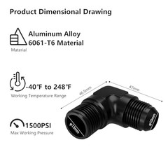 8AN to 1/2″ NPT 90 Degree Black Aluminum Male Fitting YZSTL-8AN-1/2NPT-90