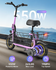 GYROOR C1Pro 550W Electric Scooter for Adults with Shock Absorption