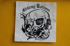 Alchemy Tattoos Skull Art Black White OG Skin Z26B Vintage Skateboarding STICKER