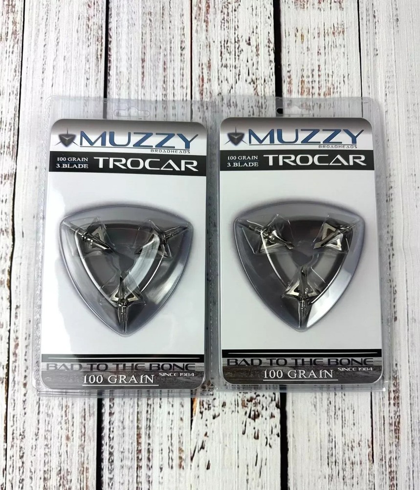 2 packs Muzzy 3 BLADE Trocar 100 Grain Archery Hunting Fixed Broadhead