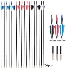 Archery 24/48pcs 31″ Archery Fiberglass Arrows Dense Shaft Tip Hunt Practice