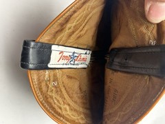 Tony Lama Men’s Western Cowboy Boots Tan Leather Black Stitching US 9 5184