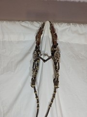 VINTAGE SILVER Conchs SHOW HEADSTALL HORSE TACK Ornate BRIDLE part