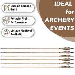 12X 33″ Archery Bamboo Arrows 5″ Feather Longbow Recurve Bow Hunting Shooting