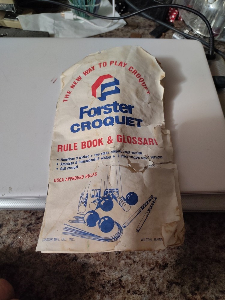Original 1985 Forster Croquet Rulebook Glossary Instruction Manual Paper Book