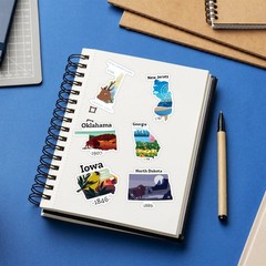 50 Pcs US State Stickers USA Map Stickers Outdoor Travel Hiking Stickers