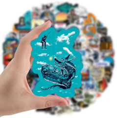 Mix 10 PCs Outdoor Fishing Graffiti Luggage Laptop Notebook Sticker-No Duplicate