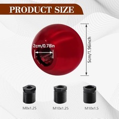 Round Ball Shift Knob, Shifter Knob, Chrome Finish Weighted Gear Shift Red