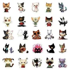 50 Pack of Crazy Cat Stickers for Laptop/Water Bottle/Phone Case/Tablet/Tumbler