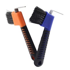 2 Pcs Horse Hoof Pick Brushes with Soft Touch Rubber Handle