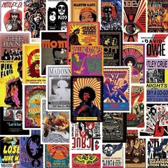 30Pcs Random Vintage Rock Band Poster Music Album Cover Waterproof Stickers