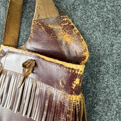 Vintage Leather Archery Arrow Quiver Brown Hip Belt Quiver Fringe Zipper Pocket