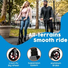 Lascoota Adult Kick Scooter – Black, 264 lb Capacity 264 lbs Capacity, Black