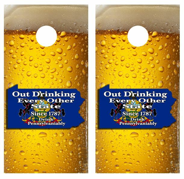 Pennsylvania Out Drinking Every Other State Cornhole Board Wraps FREE LAM #3366