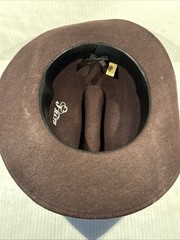 Cowboy Hat Brown Wool Rayon Felt Feather Band Size 7.5-60 WPL 5923 Vintage