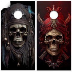 Ghost Pirates Skull Gothic Art Cornhole Board Wraps and Decals Vinyl Sticker