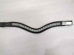 Designer 3 Row Sky/White Crystal Horse Leather Browband For Bridle.