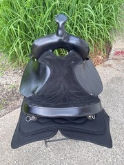 15″ CHISHOLM TRAIL Black Light Weight Leather & Cordura Western Saddle ~ CLEAN!!
