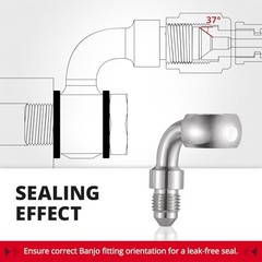 3AN Male to 12.2mm Banjo Stainless Steel Brake Hose AN3-12.2mm 90 Degree