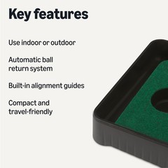 Retailer Basics Golf Putting Mat Auto Ball Return Built-In Alignment Guides