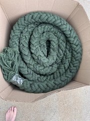 2.25” Large Diameter Cotton Rope Drab Green Soft But Strong About 80’ Slight Use