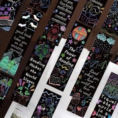 12Pcs Random Colorful Inspirational Quote Cartoon Graffiti Reading Bookmarks