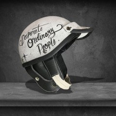 Japanese Chip Shorty Patina helmet, vintage style half face helmet, custom text