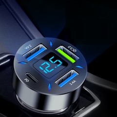 4-Port USB Car Charger – Fast Charging Adapter for Multiple Devices in Car