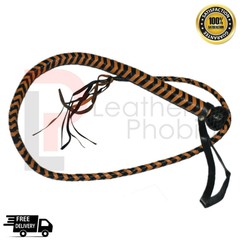 Professional 04 Feet 8 Plaits Cow Hide Leather Bull Whip Handmade Rope Core Whip