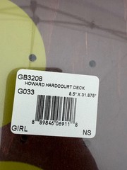 Girl Skateboards Rick Howard 2016 Hardcourt Series size 8.5 Deadstock Skate Deck