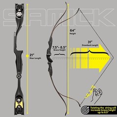 SAMICK 64″ Discovery Archery Recurve Bow – ILF CNC Riser – Wood Core Carbon ILF